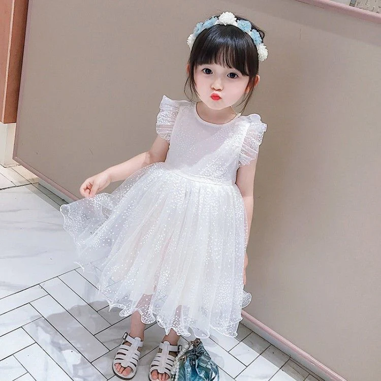 Baby Net Red Wings Skirt  Summer New Korean Style Girls' Western Style Puffy Gauze Princess Dress Girls' Gauze Skirt - Deanwangkt