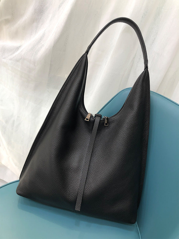 first-layer cowhide women's bag  new versatile shoulder bag genuine leather fashion messenger bag  large bag 5563 - Deanwangkt