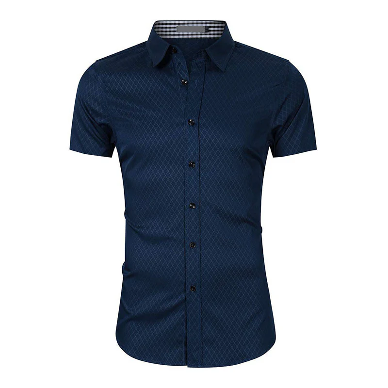 DEANWANGKT 2025 Hot trade men's short-sleeved shirt  new business high-end men's clothing  formal wear non-ironing men's shirt - Deanwangkt