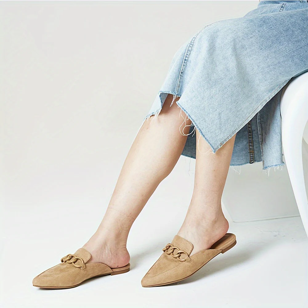 Womens Synchoiss Mules - Pillow-Soft Comfort, Closed Pointed Toe, Backless Design - Slip-On Work Shoes for Stylish Office Wear - Deanwangkt