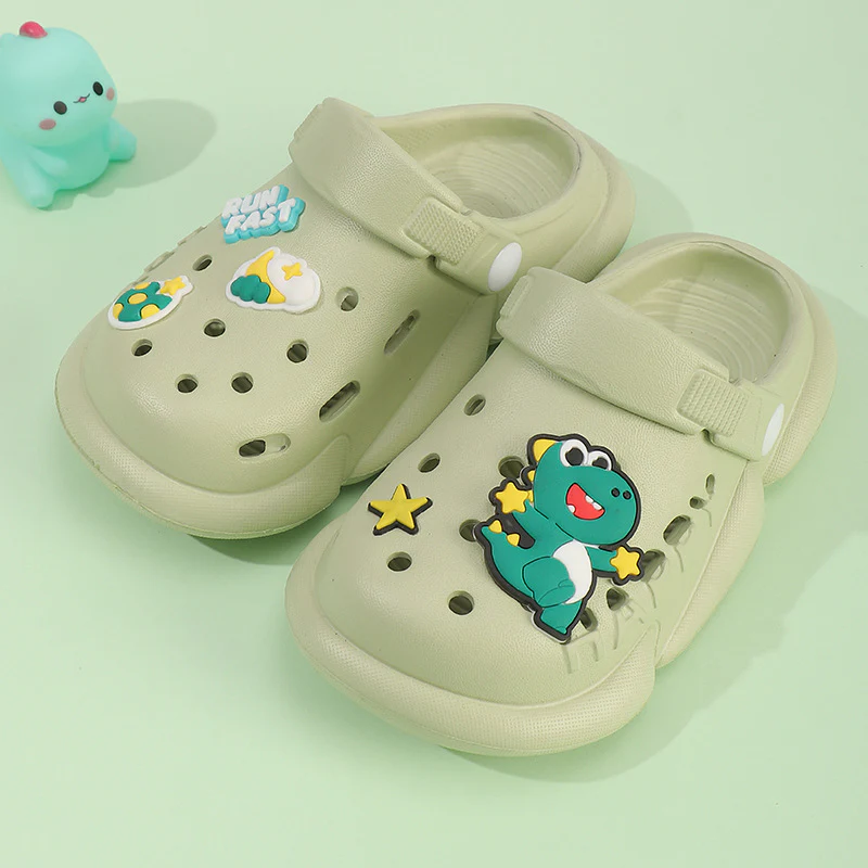 DEANWANGKT Baby Non-Slip Eva Slippers Cartoon Children's Closed Toe Hole Shoes Soft Soft Bottom Children Outer Sandals - Deanwangkt
