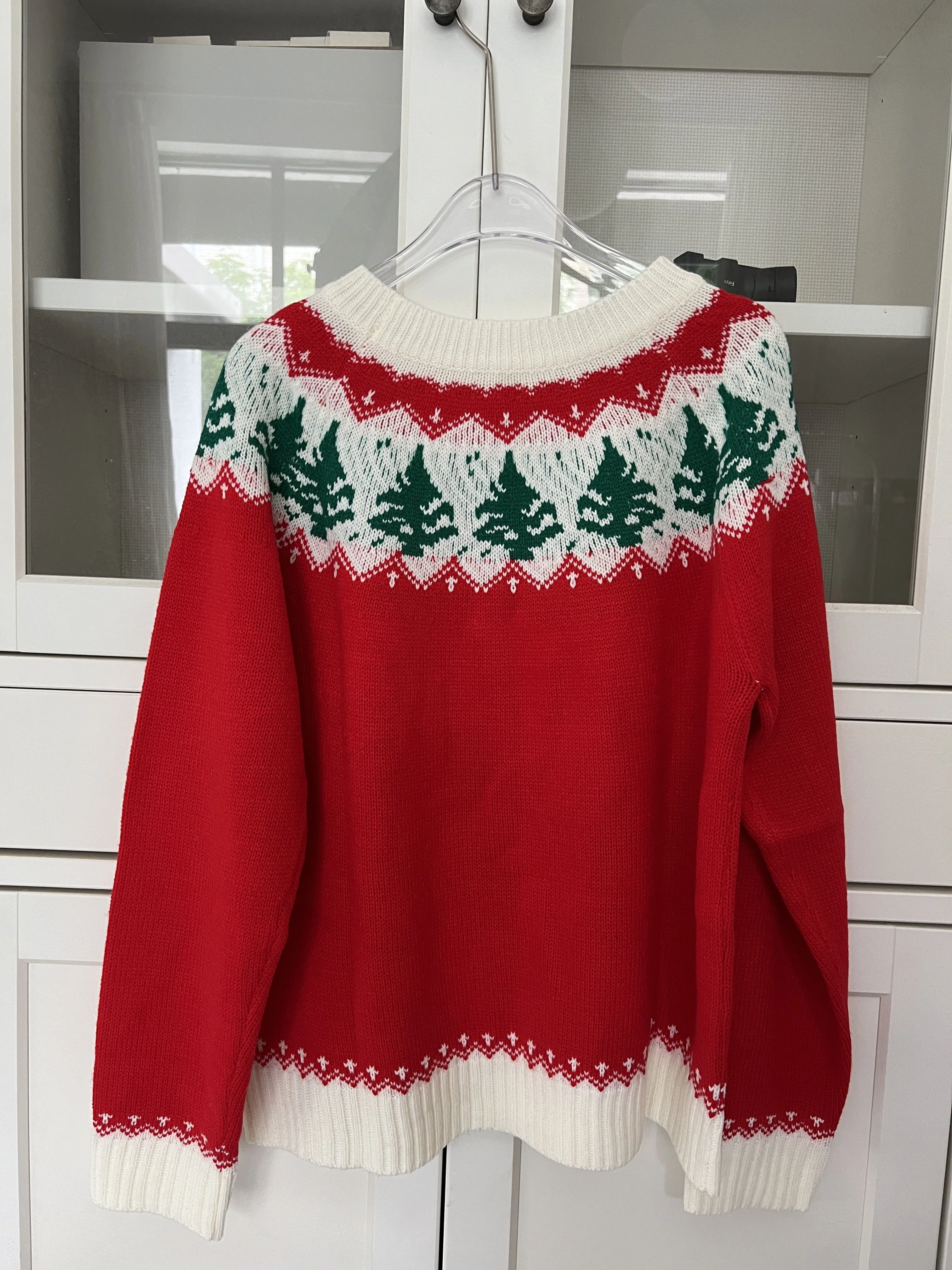 Chic Christmas Tree Knit Sweater for Women - Cozy Long Sleeve, Crew Neck Pullover | Elegant & Versatile | Perfect for Casual Wear, Dates, Parties & Business Occasions, for Christmas, Winter, Autumn, Spring - Deanwangkt