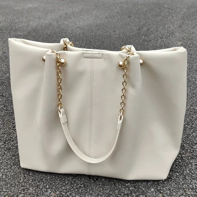 Bag  New Soft Leather Tote Large Capacity Female Niche High Sense College Student Class Portable Shoulder Bag - Deanwangkt