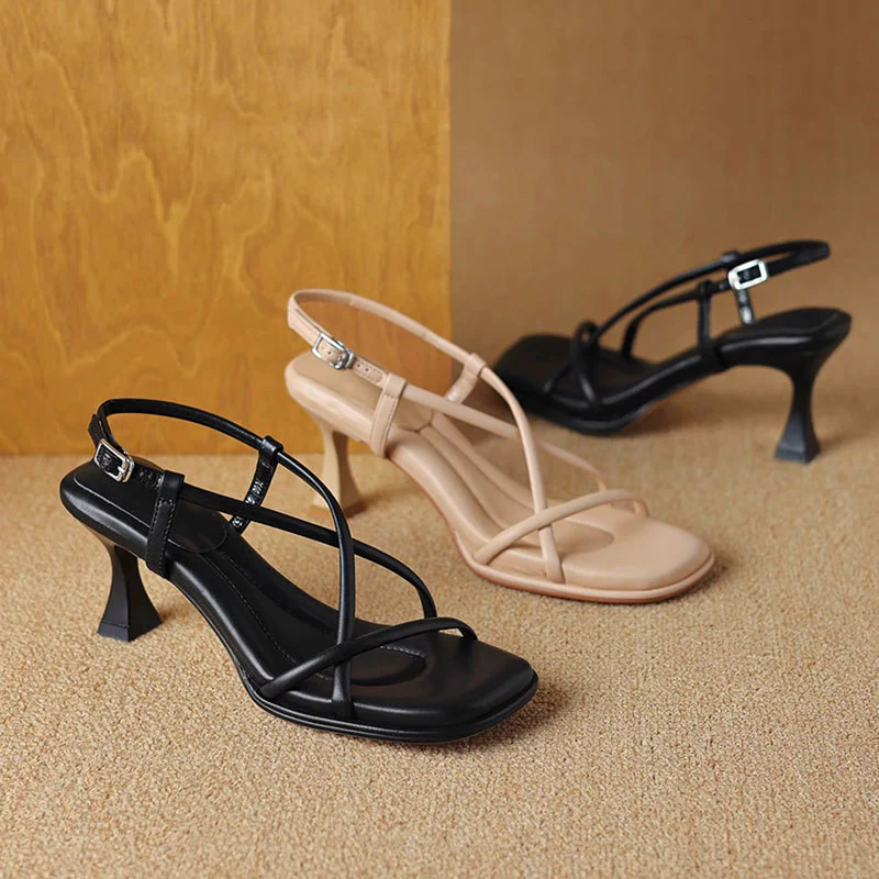 DEANWANGK  Summer New Sandals Women's Summer Wear Stiletto Heel Soft Bottom  Style Beautiful High Heels Wanwan Lei Style Gentle Shoes - Deanwangkt
