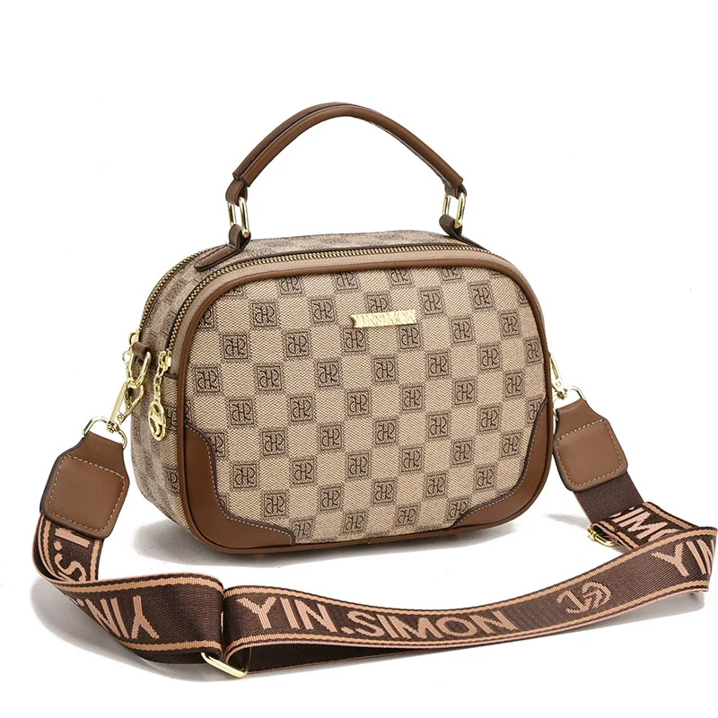 new fashion texture versatile high value single shoulder messenger bag wide shoulder strap handbag commuter small square bag women - Deanwangkt