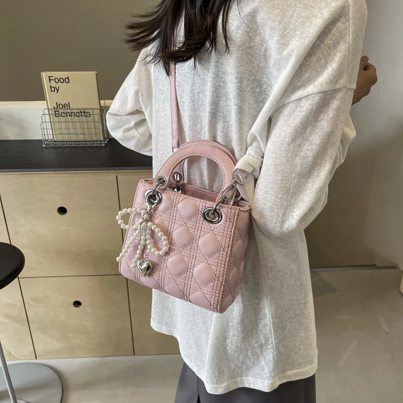 Beibei Shangpin  New High-Grade Bag Sheepskin Pattern Rhombus Diana Bag Portable Shoulder Crossbody Female Bags - Deanwangkt