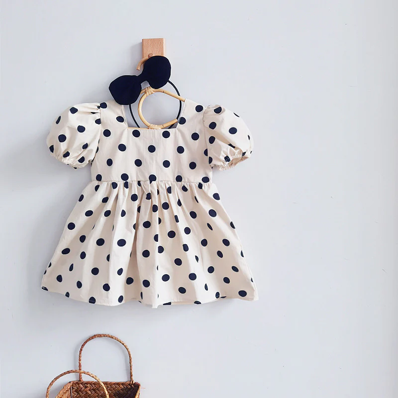 Girls' Dress Summer Children's Summer Polka Dot Short Sleeve Children's Clothing Children's Polka Dot Princess Dress Baby Girl Summer Dress Skirt - Deanwangkt