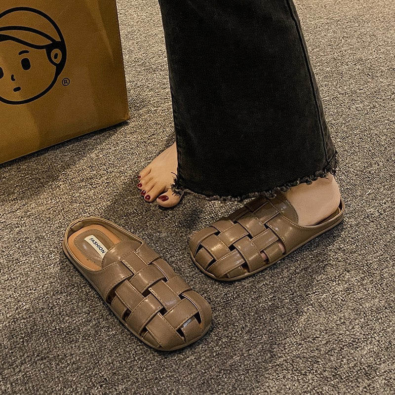 DEANWANGKT  Closed Toe Sandals for Women  Summer New Fairy Style with Skirt Flat Bottom Slip-on Beach Sandals Foreign Trade Shoes - Deanwangkt
