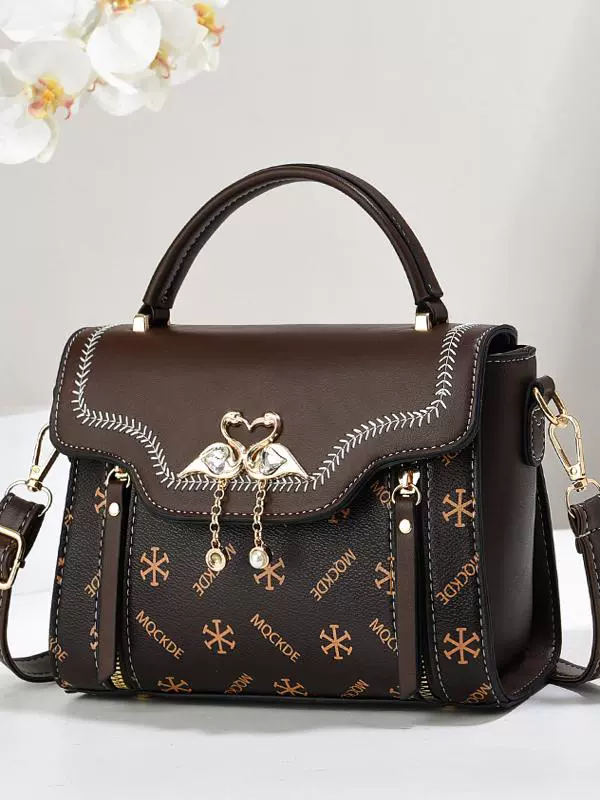 Bag Women's  New Fashion Versatile Printing Retro Contrast Color Light Luxury High-end Shoulder Crossbody Bag - Deanwangkt