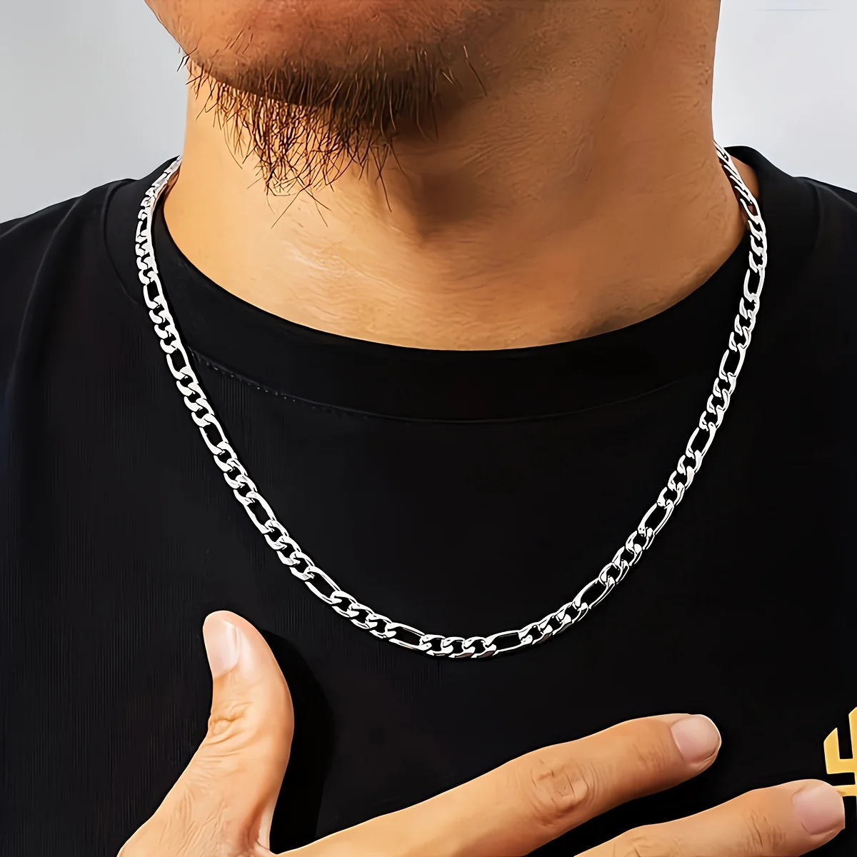 1PCS Figaro Chain Necklace - Durable Silver Plated, Timeless Classic Design, Adjustable 16-30 inches, Unisex Punk Hip Hop Jewelry for Men and Women - Unique Figaro Chain Link Design - Deanwangkt