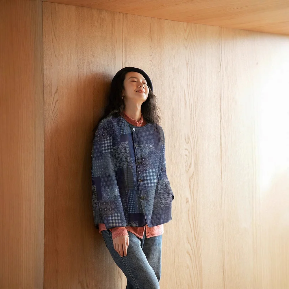 Original cotton-blend printed cotton-padded jacket for women, retro ethnic style design sense cotton-padded jacket short top B1132 - Deanwangkt