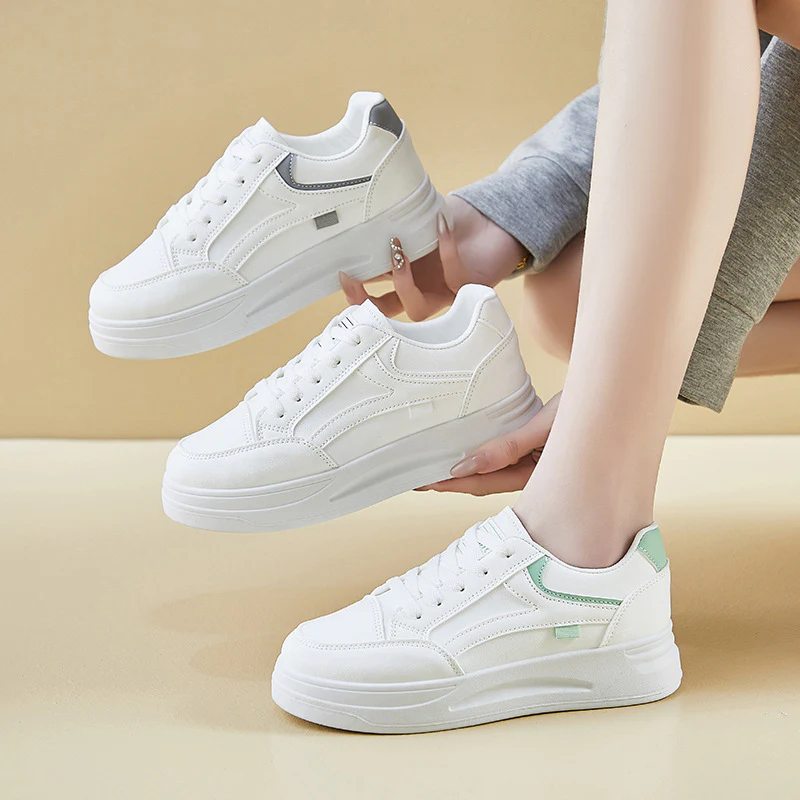 2025 spring white shoes new Korean version ins female students platform heightening board shoes casual shoes street shot CY6602 - Deanwangkt