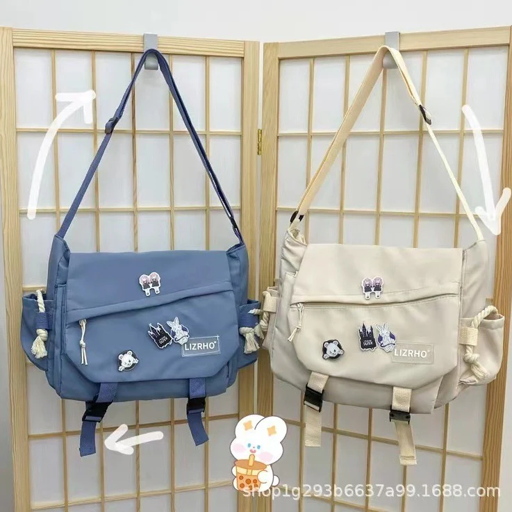 Korean Ins Style Large Capacity Shoulder Bag Japanese Harajuku Retro Overalls Style Messenger Bag Student Nylon Messenger Bag - Deanwangkt