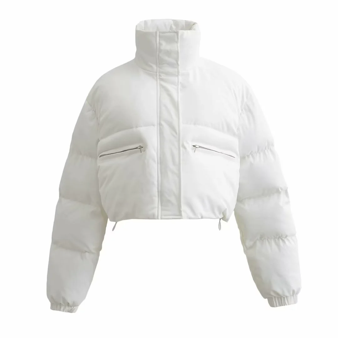 2025 autumn and winter stand-up collar pocket zipper bread clothes short cotton-padded clothes warm jacket women's clothing A98248 - Deanwangkt