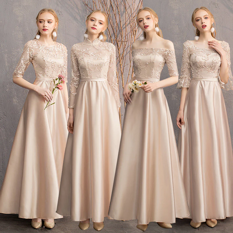 Bridesmaid Dress Long New Slimming Long Sleeve Chorus Banquet Graduation Sisters Group Slim Evening Dress Fairy Dress - Deanwangkt
