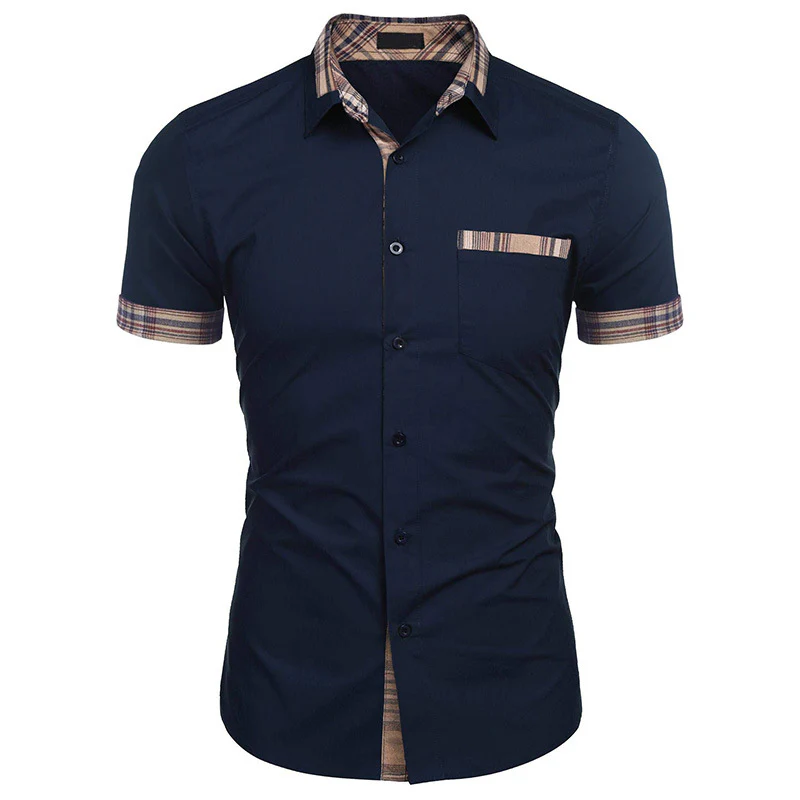 DEANWANGKT 2025 Short-sleeved shirt summer  men's business high-end shirt pure cotton plaid long-sleeved men's clothing handsome casual versatile - Deanwangkt