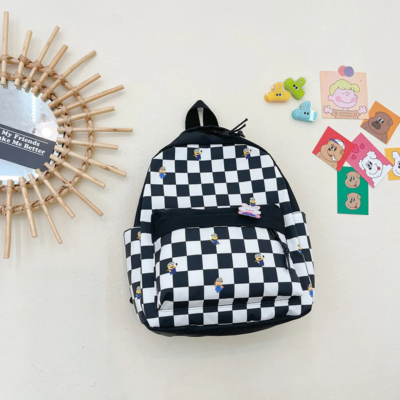 deanwangkt  New Korean Style Boys and Girls Kindergarten Backpack Personality Ins Fashion Hit Checked Backpack Advanced, Intermediate and Elementary Classes Backpack - Deanwangkt