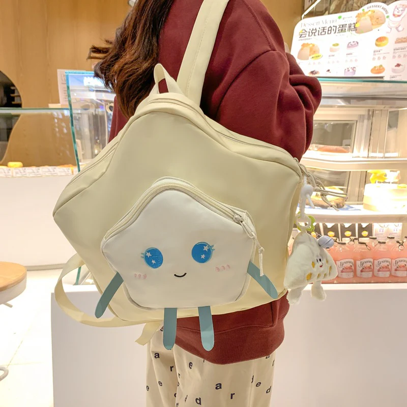 DEANWANGKT 2025 Cute little fresh star backpack popular new sweet cartoon five-pointed star backpack  doll travel bag - Deanwangkt