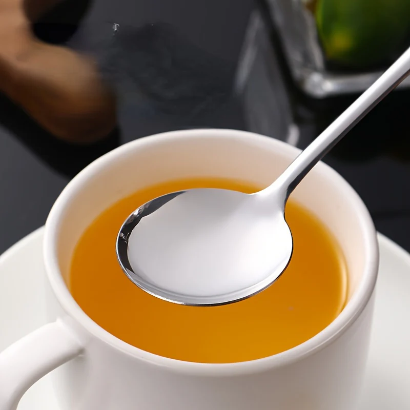 6-Piece Durable Stainless Steel Soup Spoon Set for Home Use - Thickened Round Spoons for Serving Soups and Sauces - Elegant Kitchenware - Deanwangkt