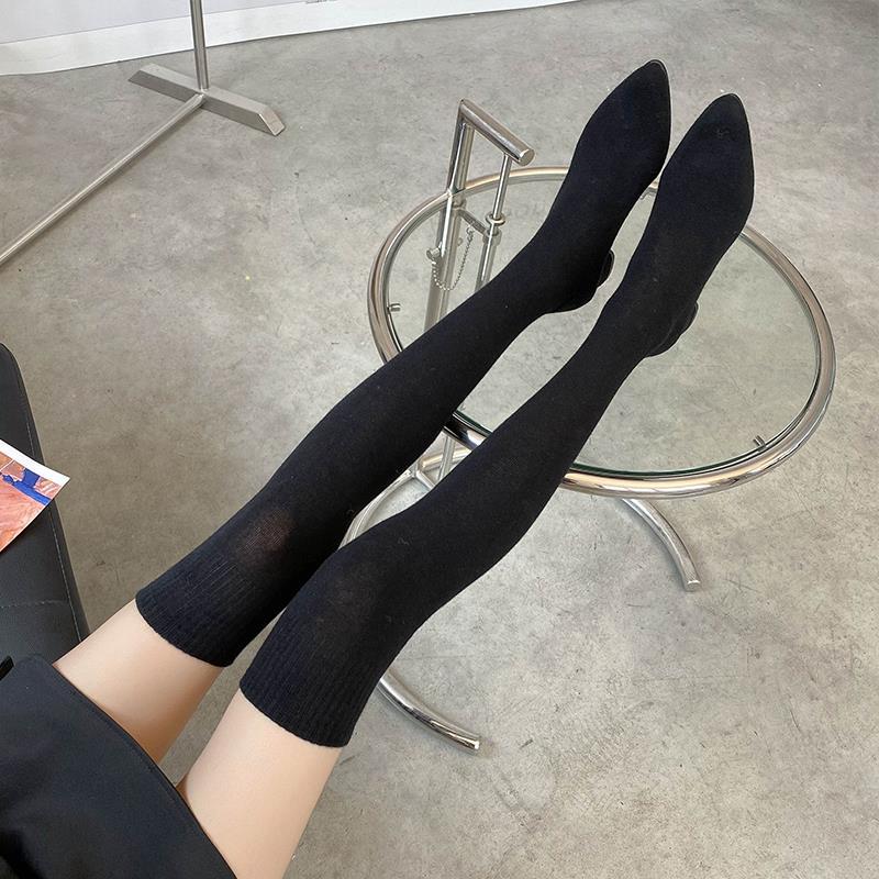 Over-the-Knee Boots Women  New Elastic Socks Boots Chunky Heel High Heel Long Stockings Skinny Boots Spring and Summer Thin - Deanwangkt