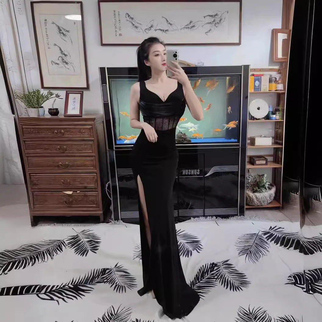 2025 Wholesale ktv beauty overalls lady dress night club evening dress no stock to see - Deanwangkt