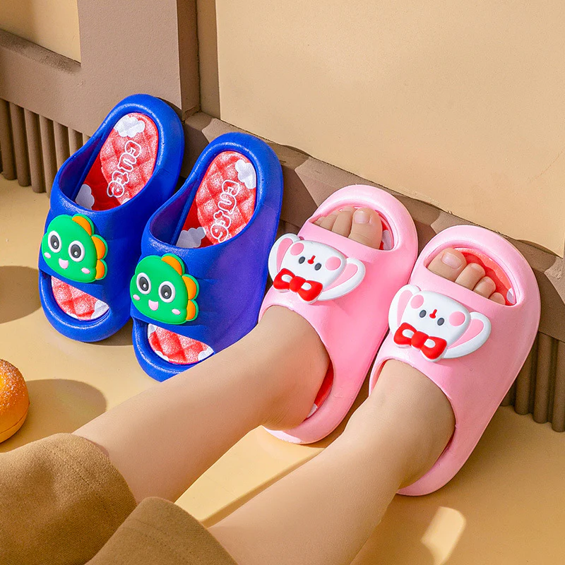 DEANWANGKT Children's Summer Slippers Boys and Girls Cute Waterproof New Indoor Shoes Warm Non-Slip Home Small Medium Children's Slippers - Deanwangkt