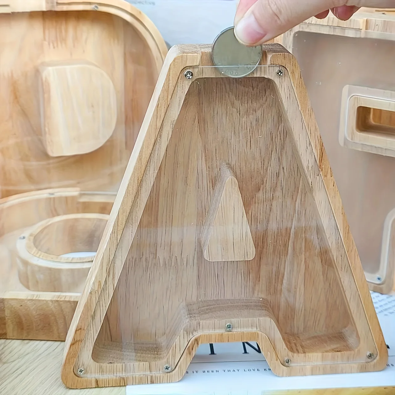 1pc Unique Personalized Wooden Alphabet Letter Jar - 26 Creative A-Z Letters Savings Container with Transparent Design, Perfect Birthday Gift Idea, Home Decoration, Best Friend Present, Fun, Functional, and Ideal Holiday Gift - Deanwangkt