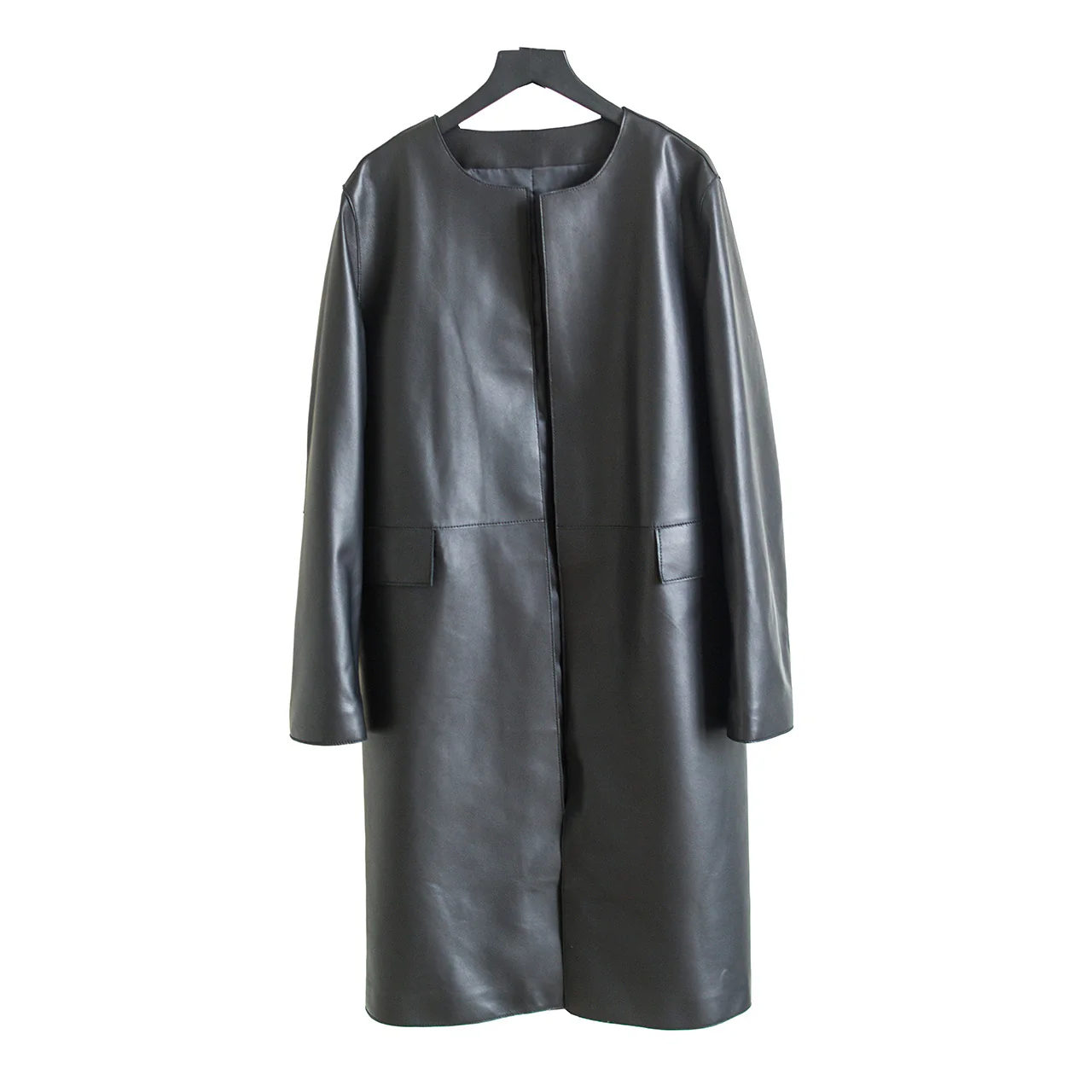 2023 autumn and winter new leather trench coat, European and American long women's sheepskin coat jacket wholesale Haining manufacturers - Deanwangkt