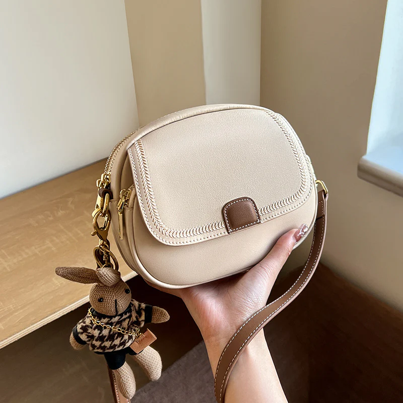 Bag  New Crossbody Bag Women's Bag Autumn and Winter High-Grade Shoulder Bag Women's Genuine Leather Small round Bag - Deanwangkt