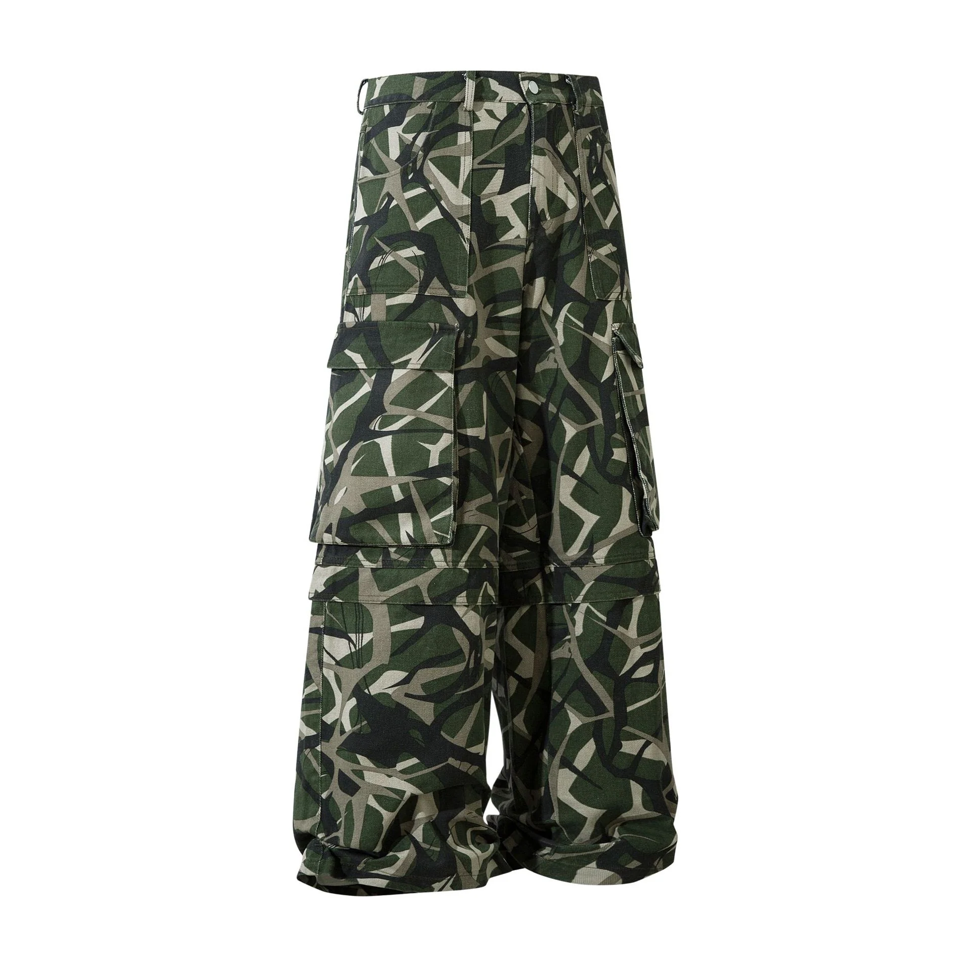 3059 Man Kun popular 2025n retro locomotive camouflage high-end men's loose tooling casual cross-legged pants - Deanwangkt