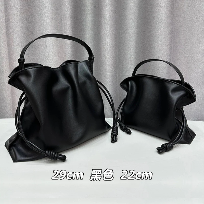 Luojia New Lucky Bag Clutch Messenger Bag Solid Color Dumpling Bag Drawstring Bucket Bag Advanced Texture Simple - Deanwangkt