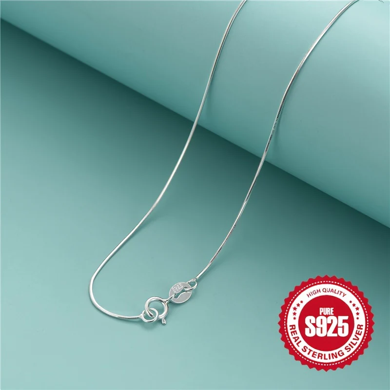 925 Sterling Silver Simple Chain Necklace Minimalist Style Hypoallergenic Chain Neck Jewelry - Deanwangkt