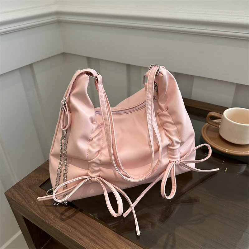 Soft Leather Large Capacity Bow Shoulder Bag Bags for Women  Spring New All-Matching Ins Underarm Dumpling Bag for Women - Deanwangkt