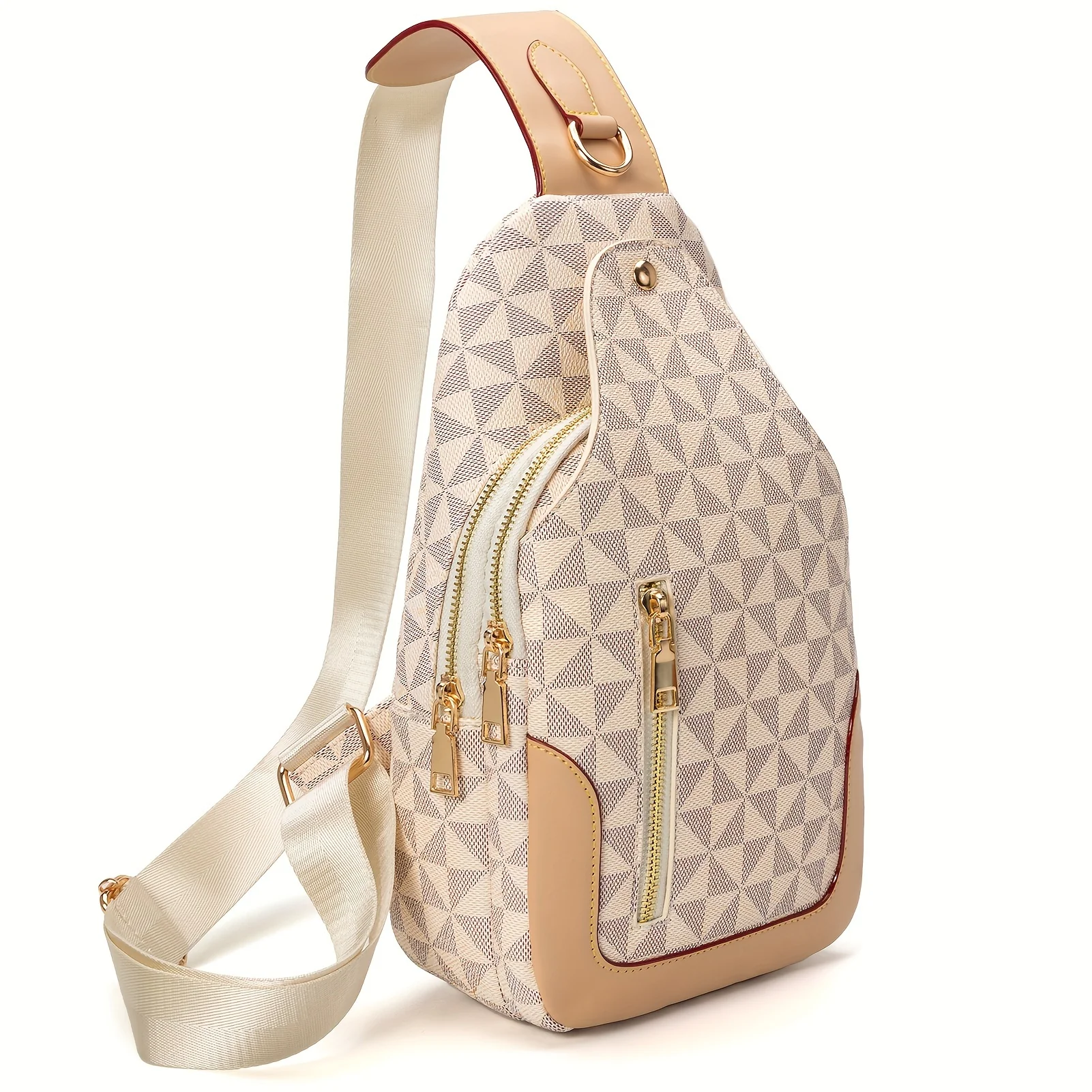 Small Plaid Faux Leather Crossbody Sling Bag Purse for Women - Stylish Zipper Closure, Adjustable Strap, Lined Interior, Trendy Travel Accessory for Occasional Use - Deanwangkt