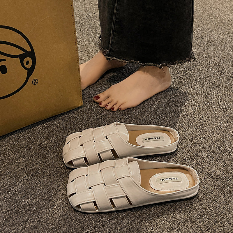 DEANWANGKT  Closed Toe Sandals for Women  Summer New Fairy Style with Skirt Flat Bottom Slip-on Beach Sandals Foreign Trade Shoes - Deanwangkt
