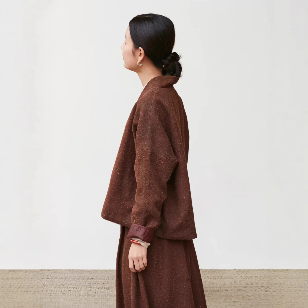 Skirt autumn and winter suit, new Chinese cotton clothes women's two-piece set, Hanfu Tencel ramie padded jacket skirt - Deanwangkt