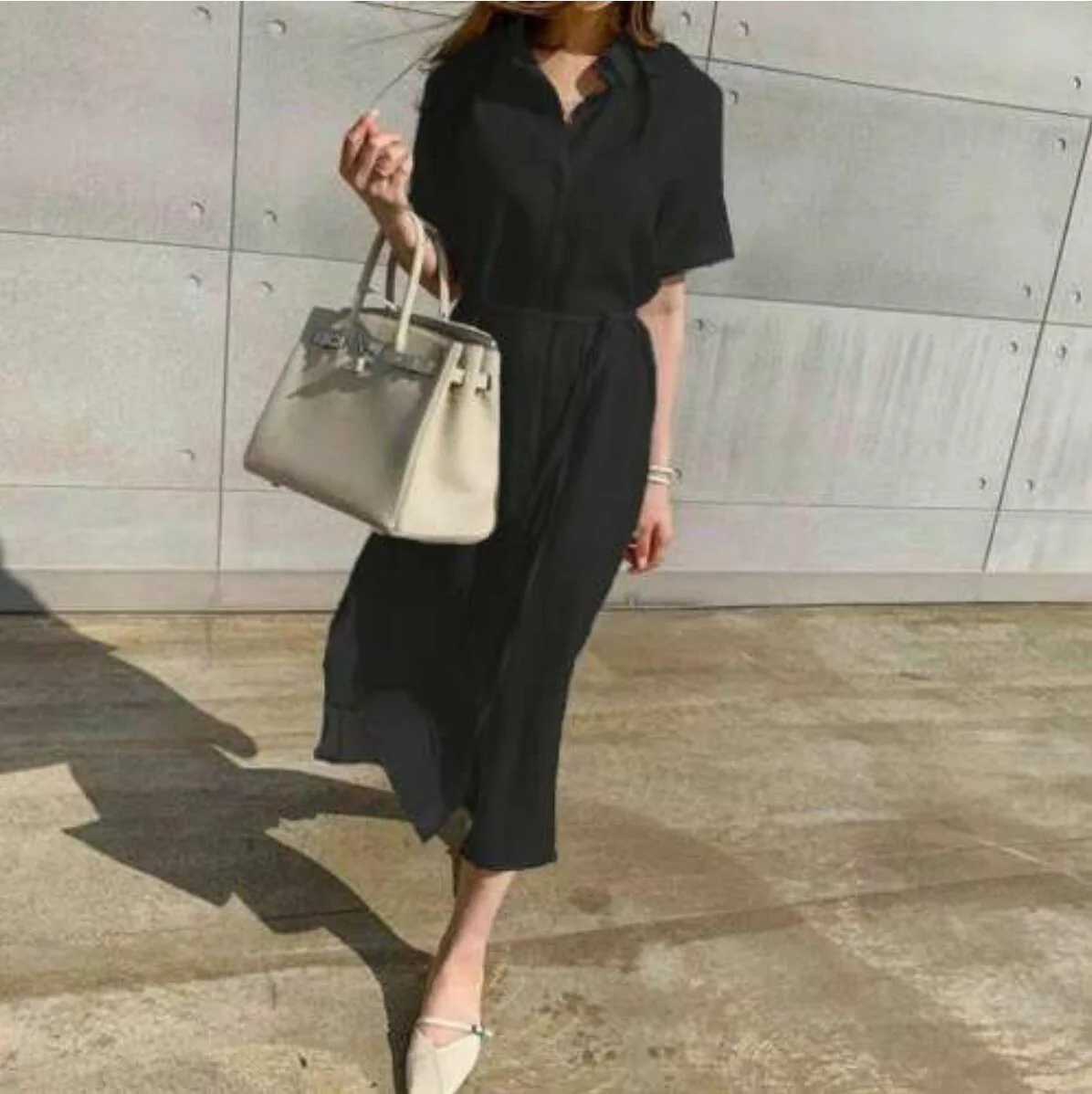 deanwangkt Korean Style Simple Loose Lace-up Waist-Tight Single-Breasted Short Sleeve Linen Shirt Dress Women's Clothing - Deanwangkt