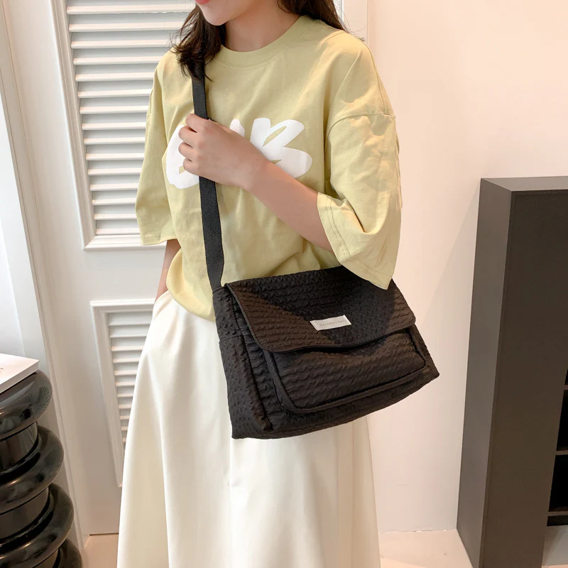 DEANWANGKT 2025 Bag women's  new Korean version pleated cloud bag small fresh student class schoolbag casual shoulder messenger bag - Deanwangkt