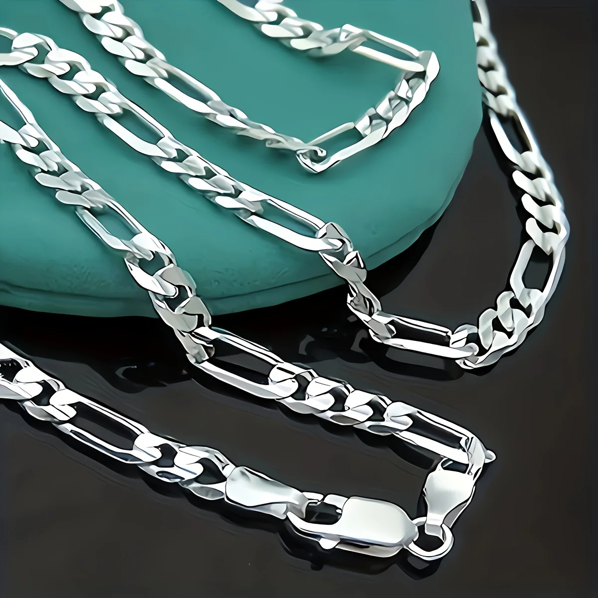 1PCS Figaro Chain Necklace - Durable Silver Plated, Timeless Classic Design, Adjustable 16-30 inches, Unisex Punk Hip Hop Jewelry for Men and Women - Unique Figaro Chain Link Design - Deanwangkt