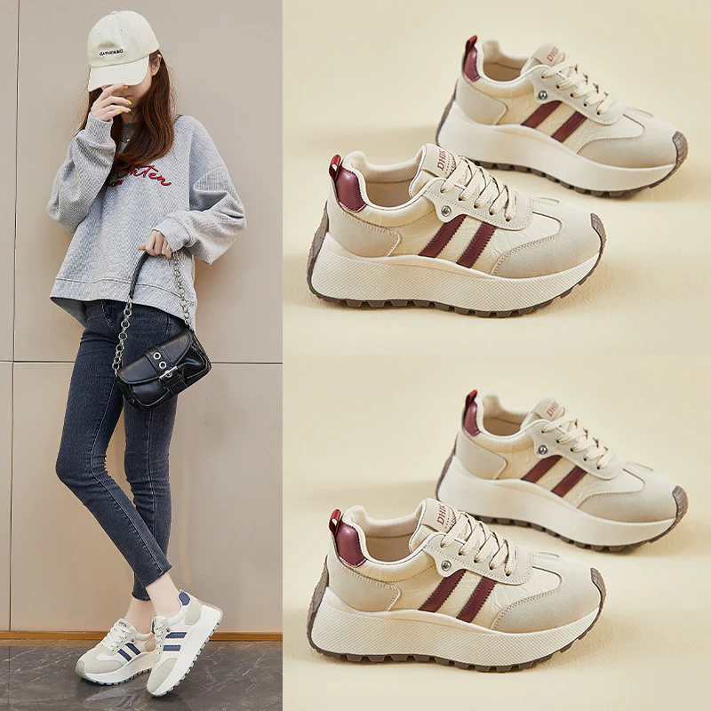 2025 ins Korean version of the new dad shoes girl  spring student sports running casual thick sole height increase street shot BN028 - Deanwangkt