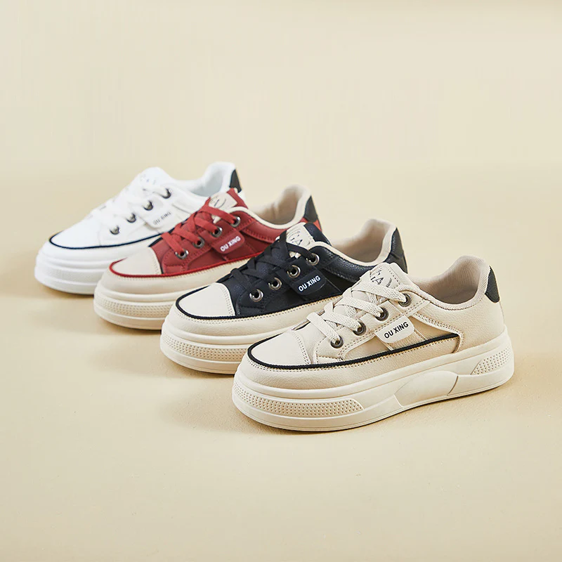 2025 spring little white shoes new Korean version ins female students platform heightening sports board shoes casual shoes HY306 - Deanwangkt