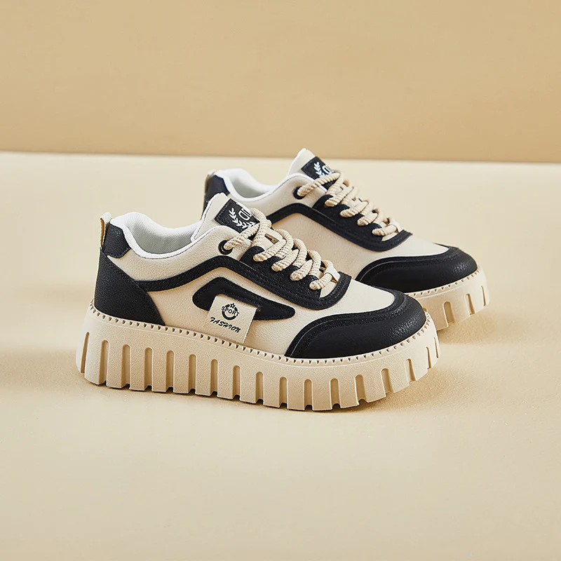 2025 spring little white shoes new Korean version ins female students platform heightening sports board shoes casual street shooting T78-9 - Deanwangkt