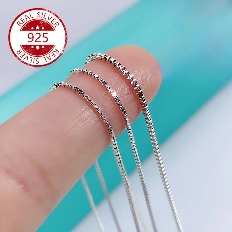 925 Sterling Silver Box Chain Necklace Elegant & Sexy Neck Chain Versatile Jewelry Gifts For Women - Deanwangkt