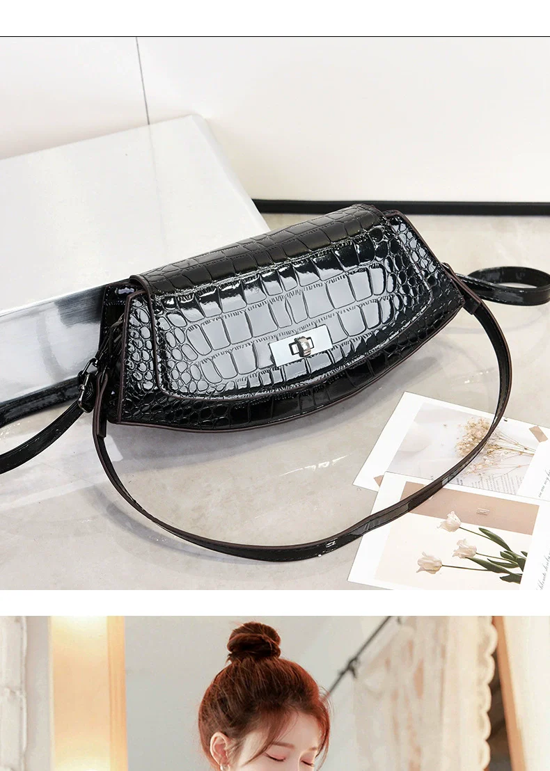 Bag women's bag  new fashion versatile trend ins shoulder messenger bag retro baguette armpit bag - Deanwangkt