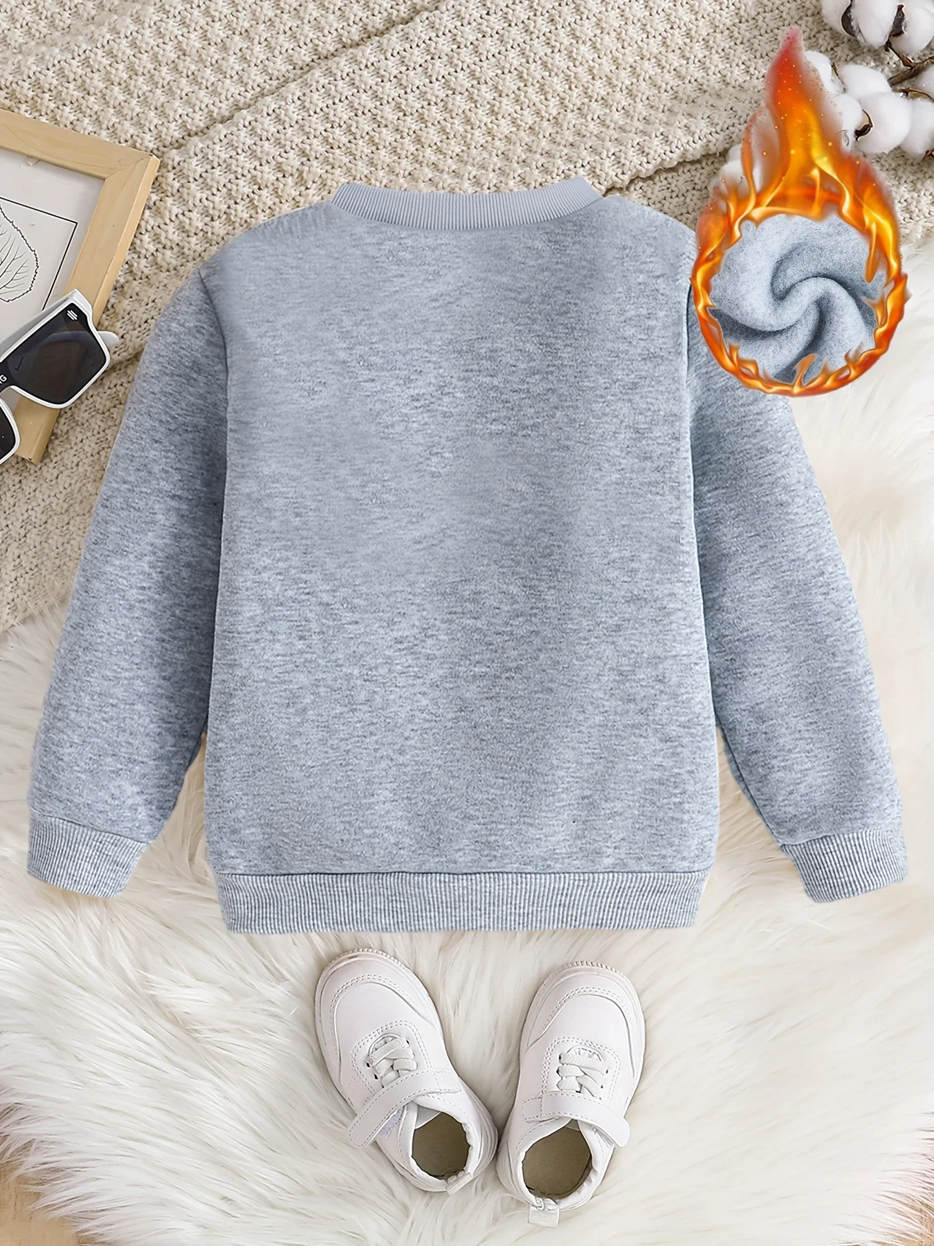 Girls' Festive Santa Claus Print Sweatshirt - Cozy Polyester, Round Neck Pullover for Fall/Winter - Deanwangkt