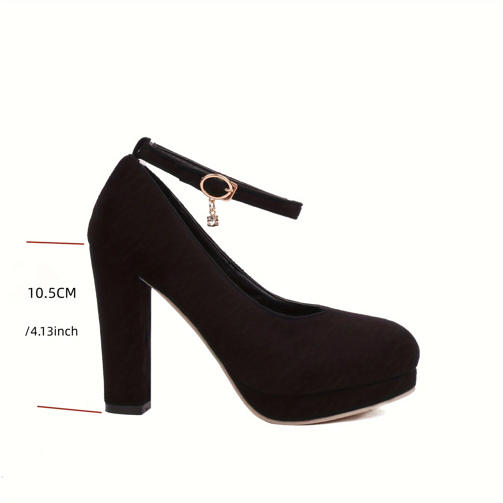 deanwangkt  Women's Platform Dress Pumps, Elegant Black Ankle Strap Block High Heels, All-Match Evening Shoes - Deanwangkt