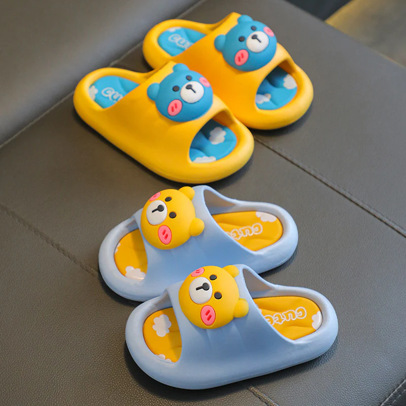 DEANWANGKT Cartoon Slippers Children's Summer Baby Cute Bear Household Bathroom Non-Slip Comfortable Cute Slippers Outer Wear - Deanwangkt