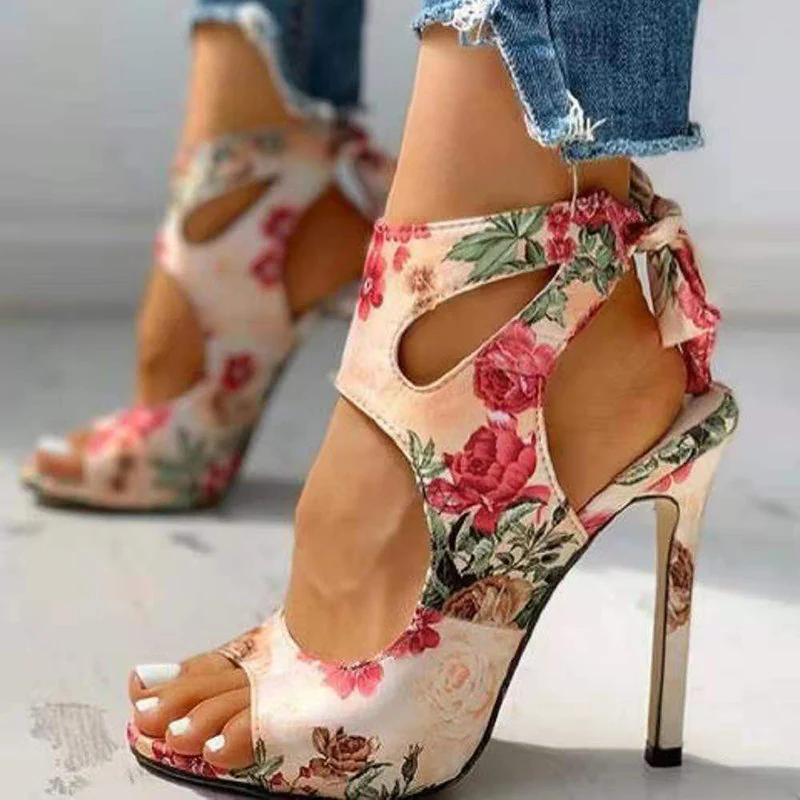 DEANWANGKT  European and American Style Stiletto Women's Shoes Foreign Trade  Summer High Heel Roman Sandals 34-43 Large Size Shoes - Deanwangkt