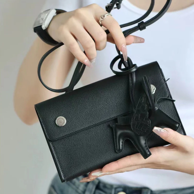 New Arrival Mid-Ancient Crossbody Bag Snapwallet18cm Small Square Bag Palm Print Genuine Leather One Shoulder Phone Bag - Deanwangkt