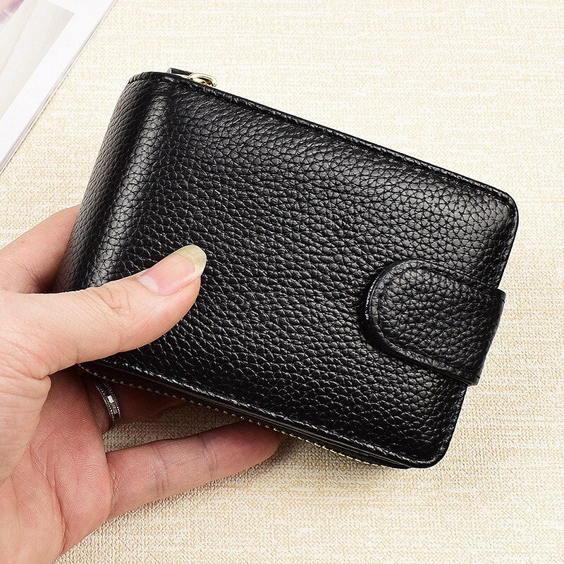 deanwangkt - Men Wallets Man's Card Genuine Leather Clutch Wallets Purses Driver's License Cover Zipper Organ Women's Wallet Card Wallet - Deanwangkt